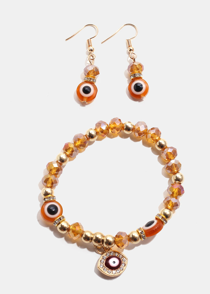 Colorful Evil Eye Bracelet & Earring Set G. Brown JEWELRY - Shop Miss A