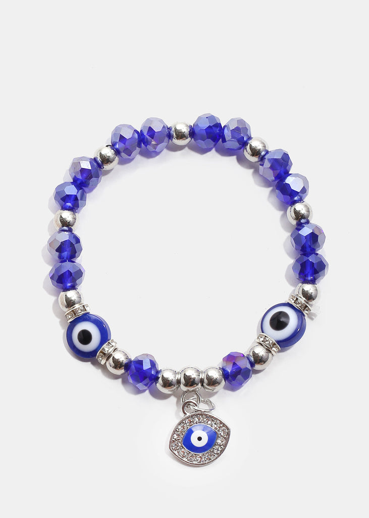 Blue Evil Eye Bracelet & Earring Set Silver JEWELRY - Shop Miss A