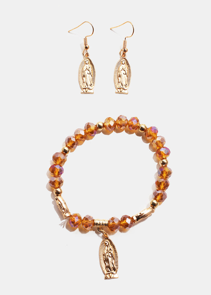 Rosary Bracelet & Earring Set Gold JEWELRY - Shop Miss A