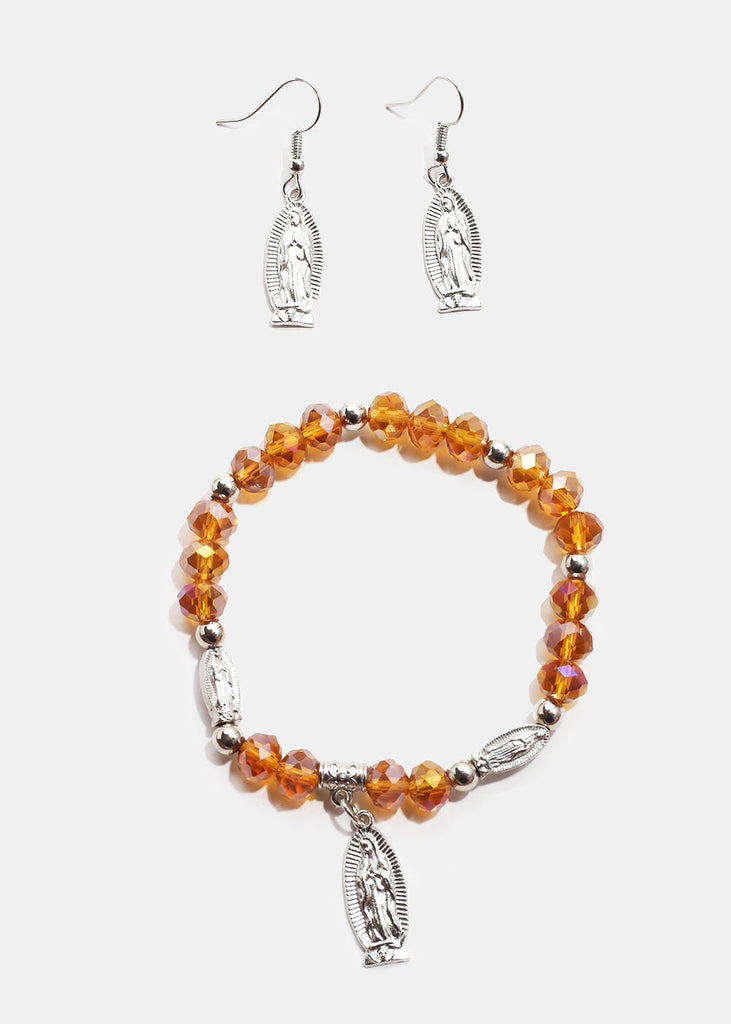 Rosary Bracelet & Earring Set S. Gold JEWELRY - Shop Miss A