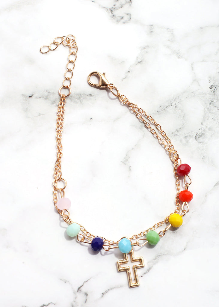 Multi Bead Bracelet with Cross  JEWELRY - Shop Miss A