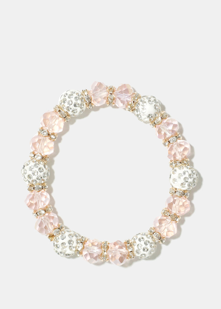 Crystal Bead Bracelet Pink JEWELRY - Shop Miss A