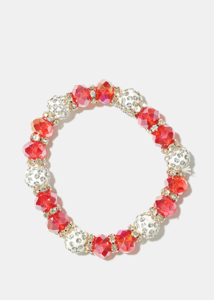 Crystal Bead Bracelet Red JEWELRY - Shop Miss A
