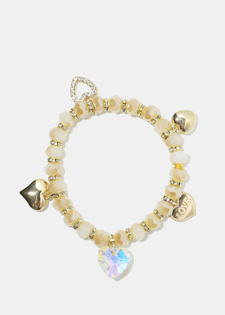 Heart Dangle Charm Bead Bracelet Gold JEWELRY - Shop Miss A