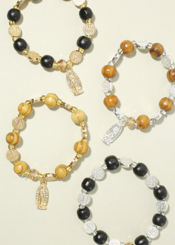 Rosary Wood Bead Bracelet  JEWELRY - Shop Miss A