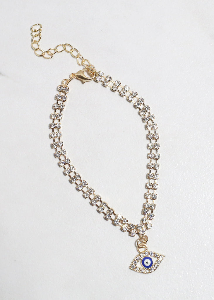 Bling Evil Eye Chain Bracelet G. Navy JEWELRY - Shop Miss A