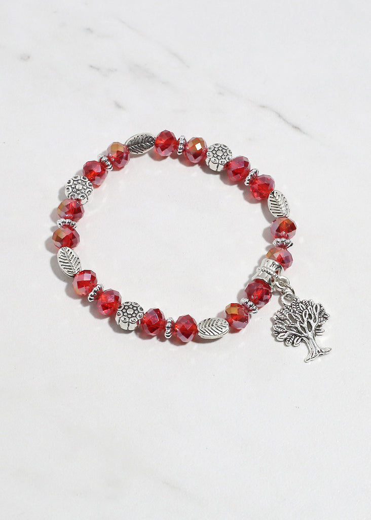 Tree of Life Charm Bead Bracelet S. Red JEWELRY - Shop Miss A