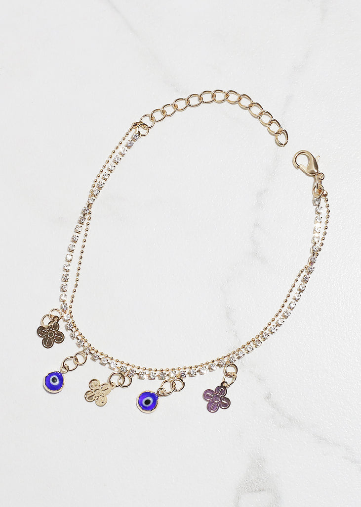 Evil Eye & Lucky Charm Anklet G. Blue JEWELRY - Shop Miss A