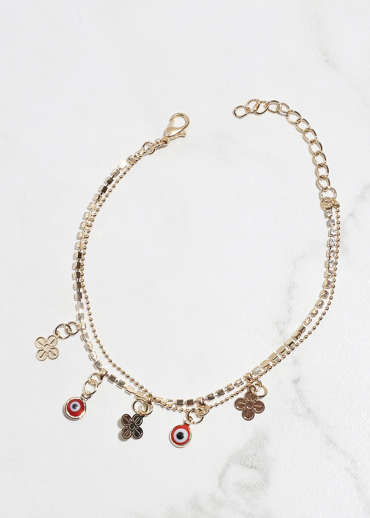 Evil Eye & Lucky Charm Anklet G. Red JEWELRY - Shop Miss A