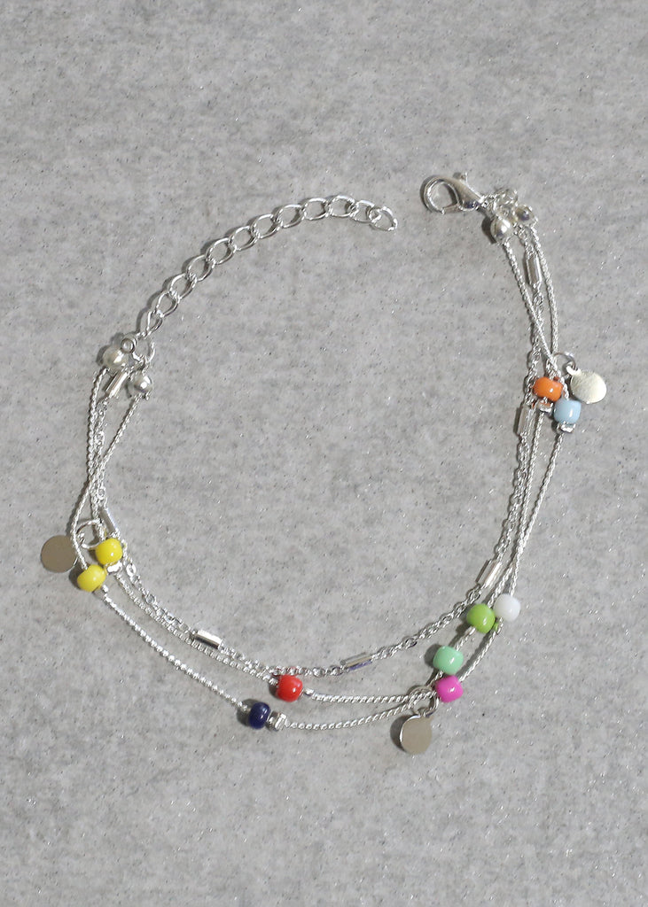 Color Beaded Anklet Silver JEWELRY - Shop Miss A