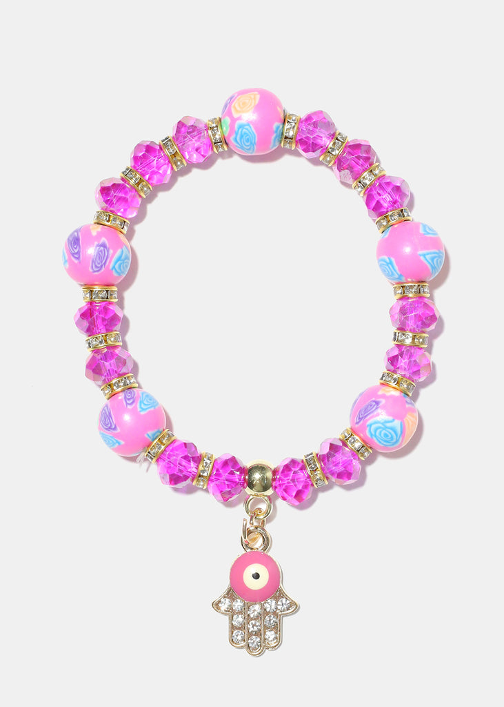 Hamsa Hand Charm Beaded Bracelet G. Pink JEWELRY - Shop Miss A