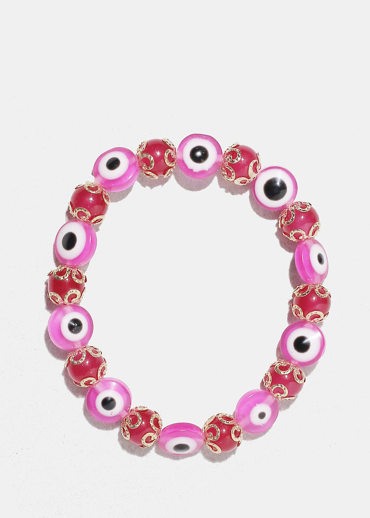 Evil Eye Beaded Bracelet G. Pink JEWELRY - Shop Miss A