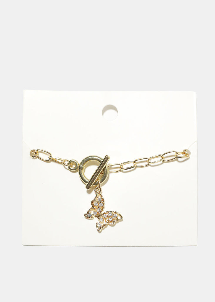 Butterfly Dangle Bracelet Gold JEWELRY - Shop Miss A
