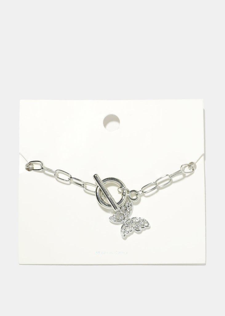 Butterfly Dangle Bracelet Silver JEWELRY - Shop Miss A