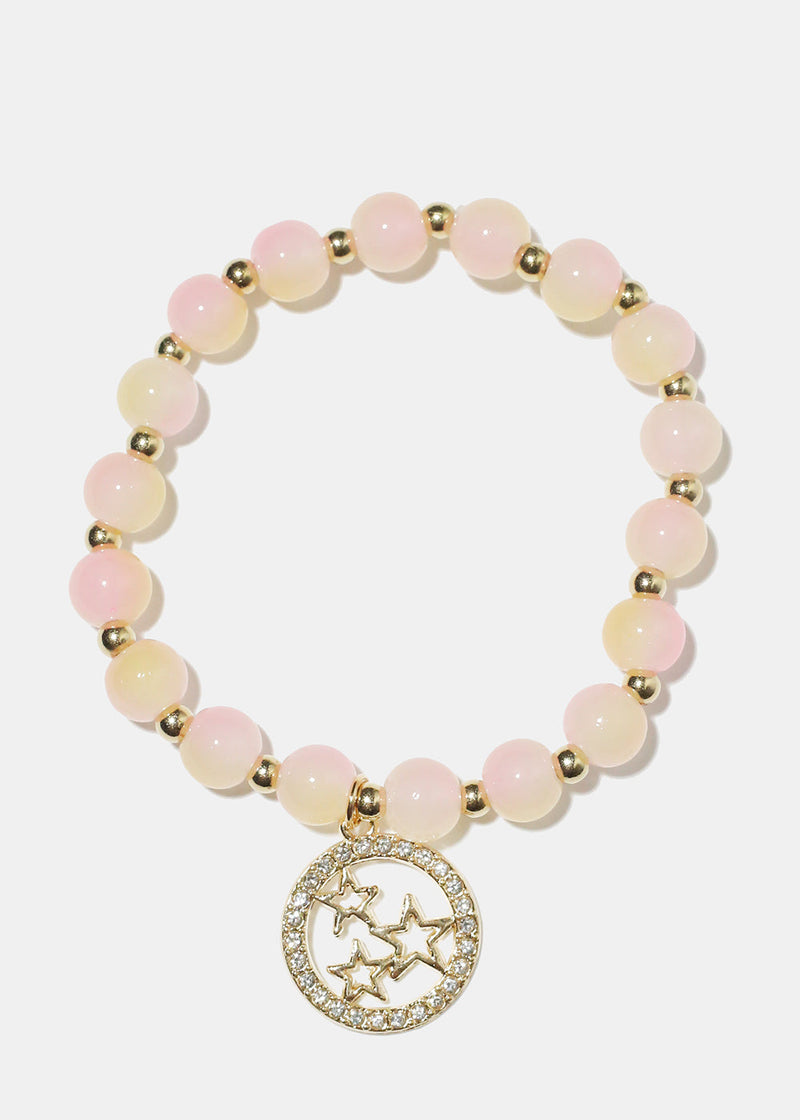 Pink Star Gold Beaded Bracelet 