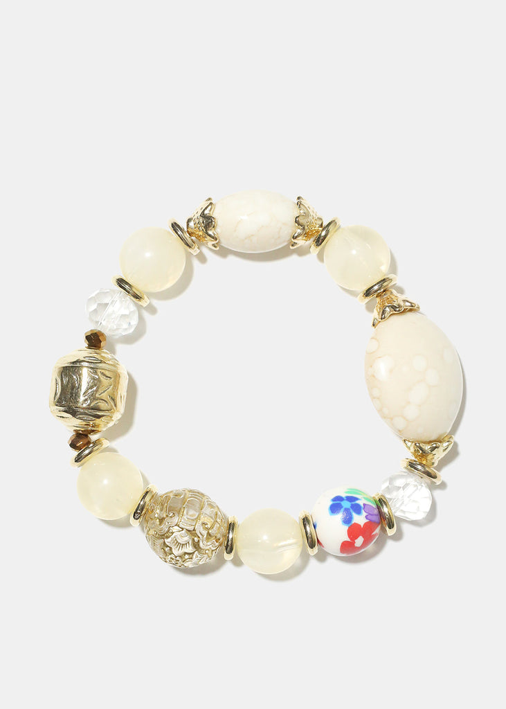 Stone Beaded Bracelet White JEWELRY - Shop Miss A