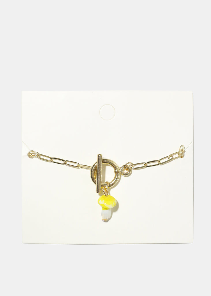 Mushroom Chain Link Bracelet Yellow JEWELRY - Shop Miss A