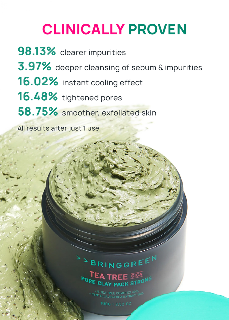 BRINGGREEN Tea Tree Cica Pore Clay Pack Strong 100g Seoul Scandal - Shop Miss A