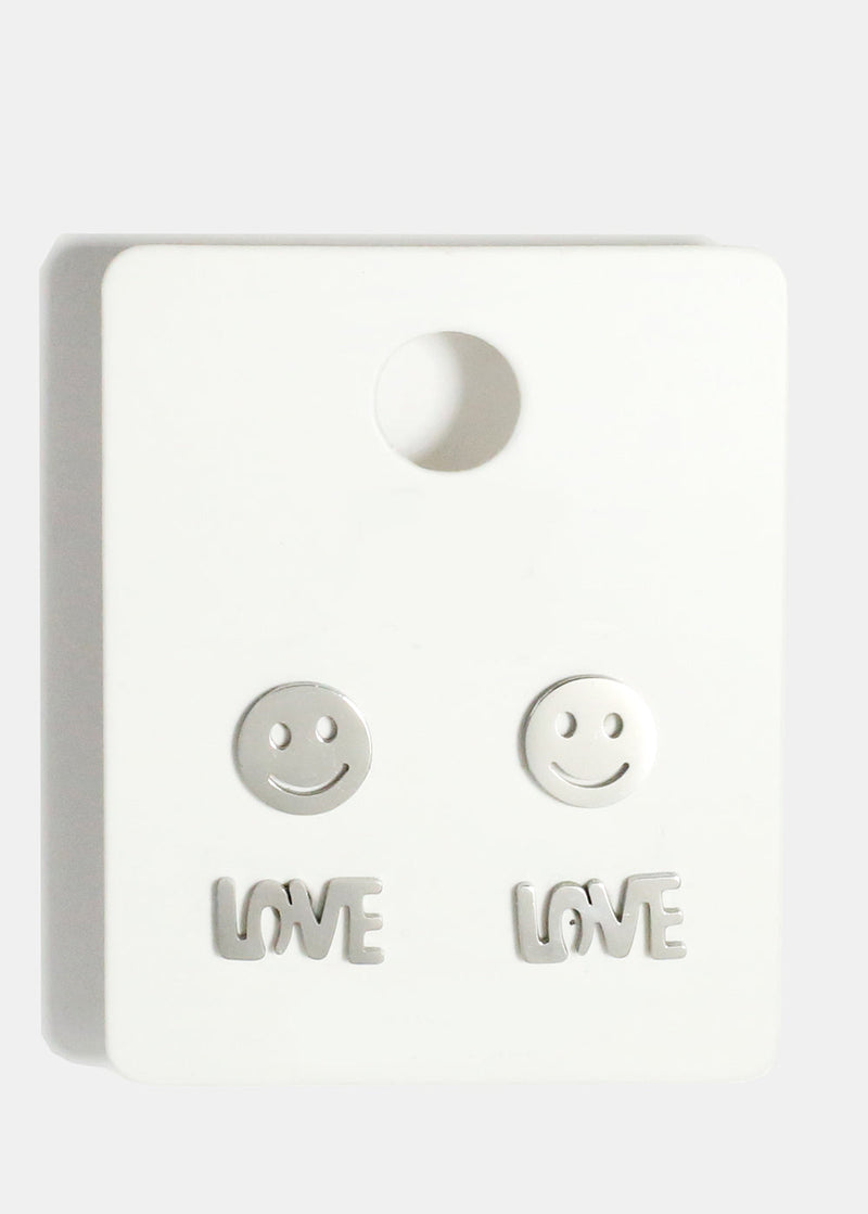 Love and Smile Stud Earrings Silver JEWELRY - Shop Miss A