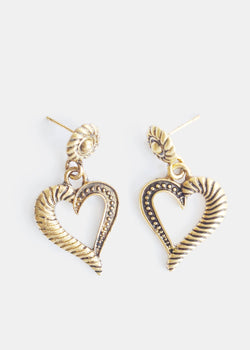 Textured Heart Earrings Gold JEWELRY - Shop Miss A