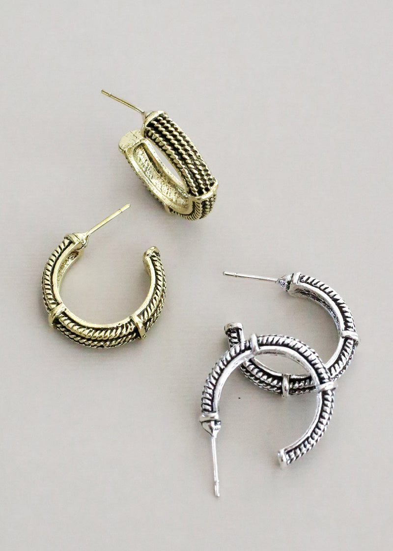 Textured Hoop Earrings  JEWELRY - Shop Miss A