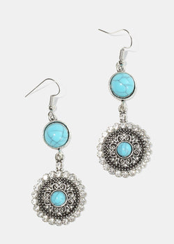Stone Earrings Turquoise JEWELRY - Shop Miss A