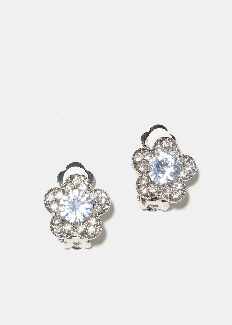 Flower Clip On Earrings Silver JEWELRY - Shop Miss A
