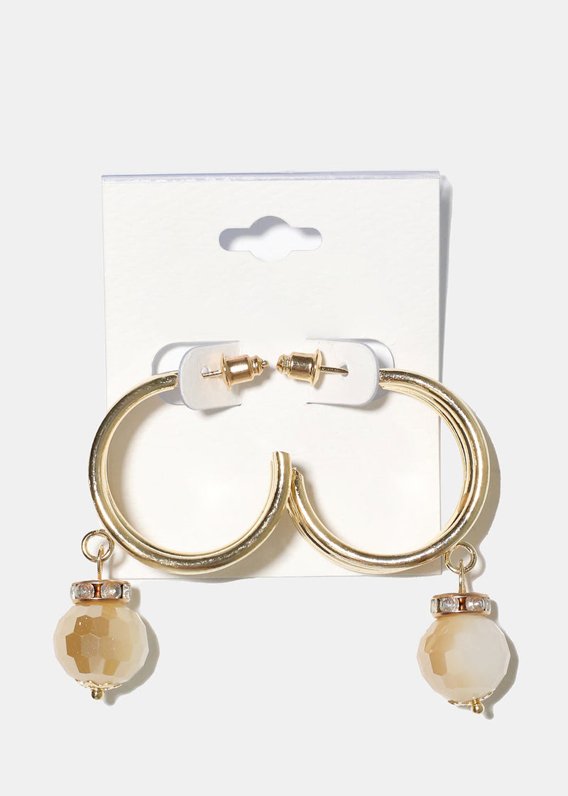 Dainty Hoop Earring with Bead Gold JEWELRY - Shop Miss A