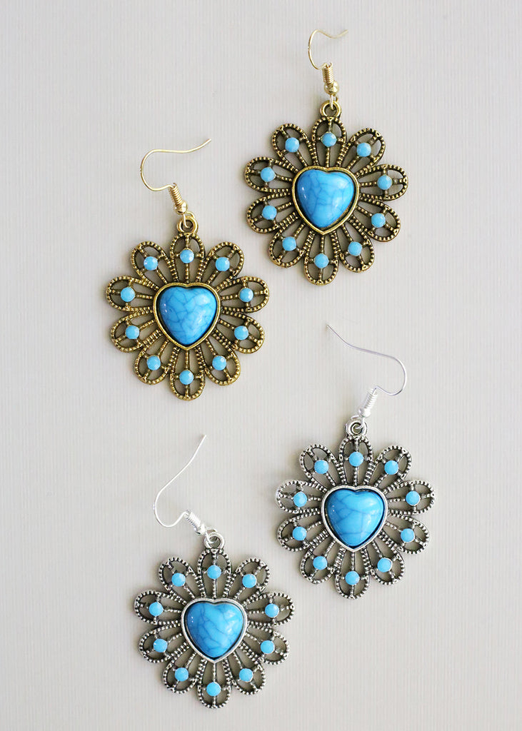Turquoise Heart Earrings  JEWELRY - Shop Miss A