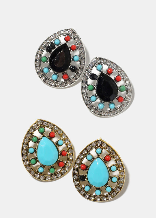 Teardrop Stone earrings  JEWELRY - Shop Miss A