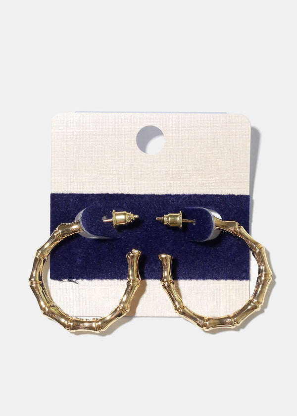 Small Bamboo Hoop Earrings Gold JEWELRY - Shop Miss A