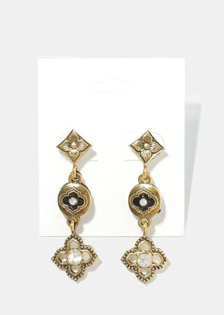 Dangle Flower Earrings Gold JEWELRY - Shop Miss A