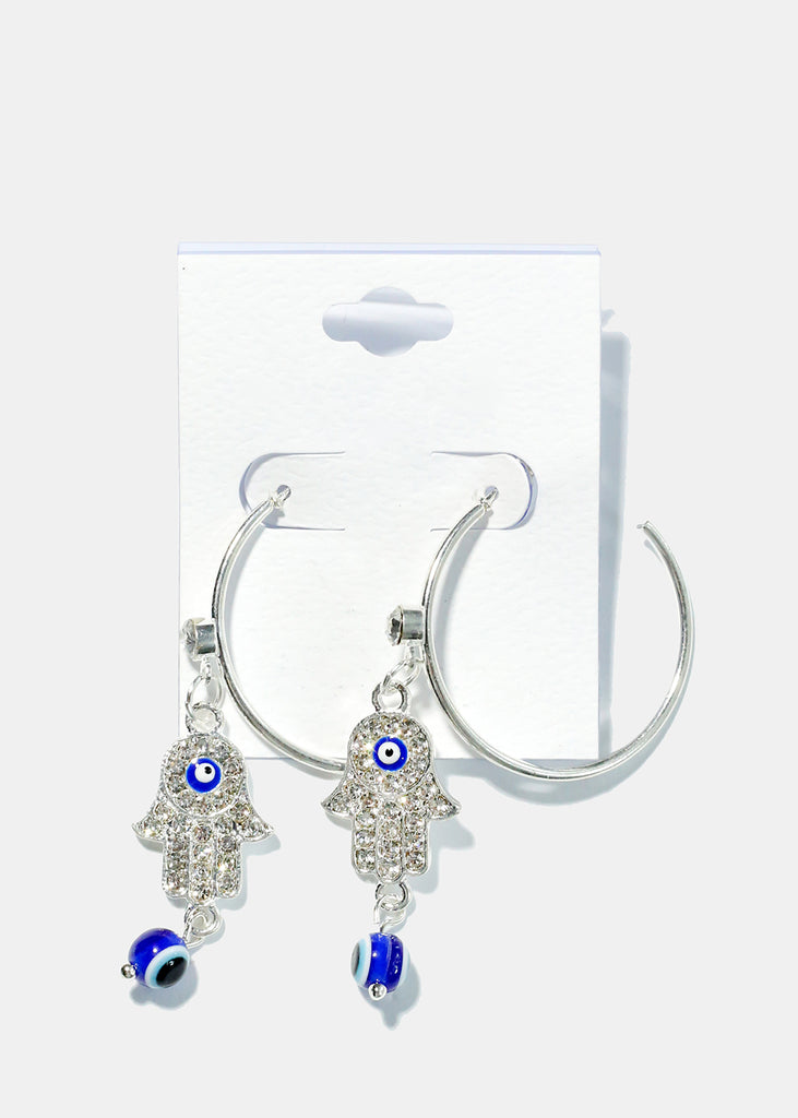 Evil Eye Hoop Earrings S. Blue JEWELRY - Shop Miss A