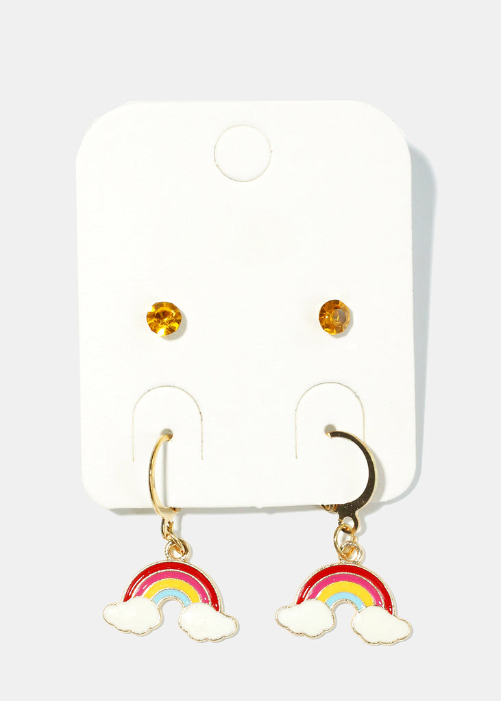 Rainbow Dangle Earrings Yellow JEWELRY - Shop Miss A