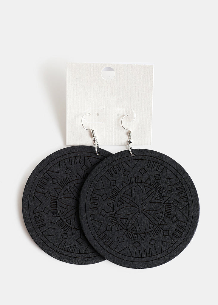 Large Circle Wooden Earrings Black JEWELRY - Shop Miss A