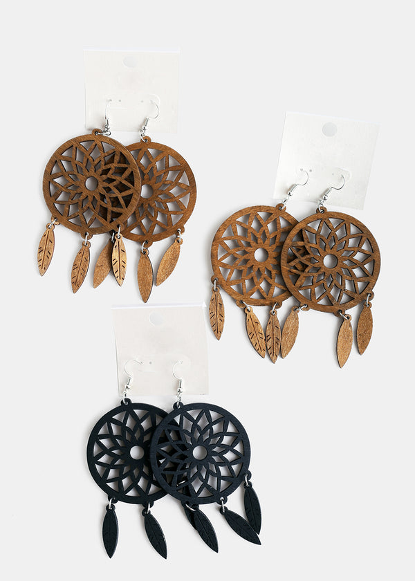 Wooden Dreamcatcher Earrings  JEWELRY - Shop Miss A