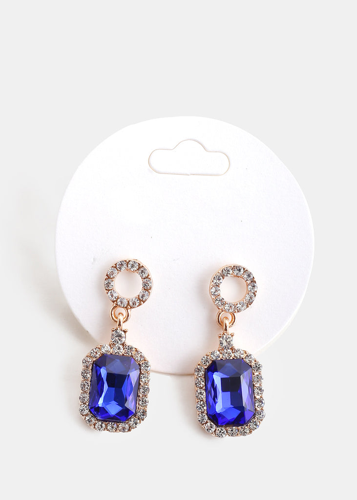 Classic Gem Earrings G. Blue JEWELRY - Shop Miss A