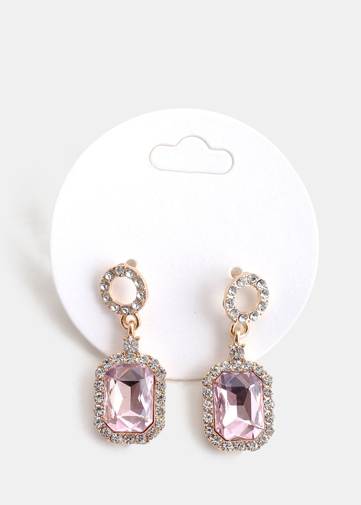 Classic Gem Earrings G. Pink JEWELRY - Shop Miss A