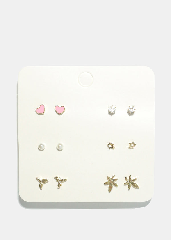 6 Pair Earring Set G. Light Pink JEWELRY - Shop Miss A