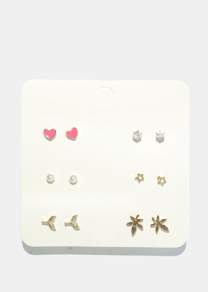 6 Pair Earring Set G. Pink JEWELRY - Shop Miss A