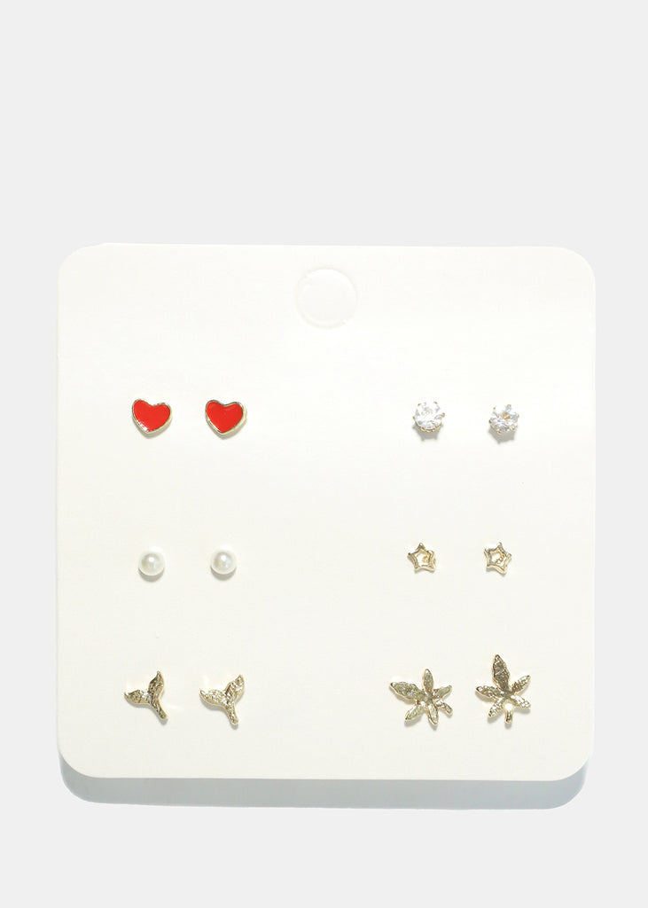 6 Pair Earring Set G. Red JEWELRY - Shop Miss A