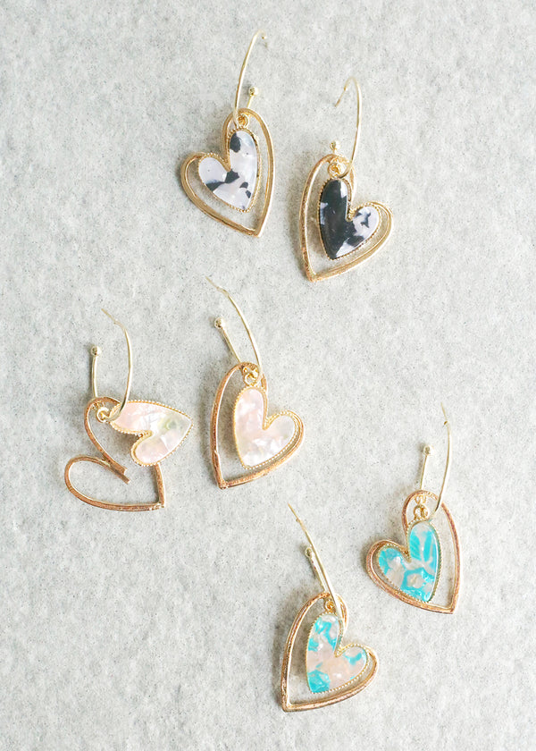 Acrylic Gold Heart Earrings