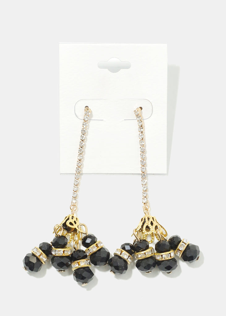 Cluster Crystal Dangle Earrings Black JEWELRY - Shop Miss A