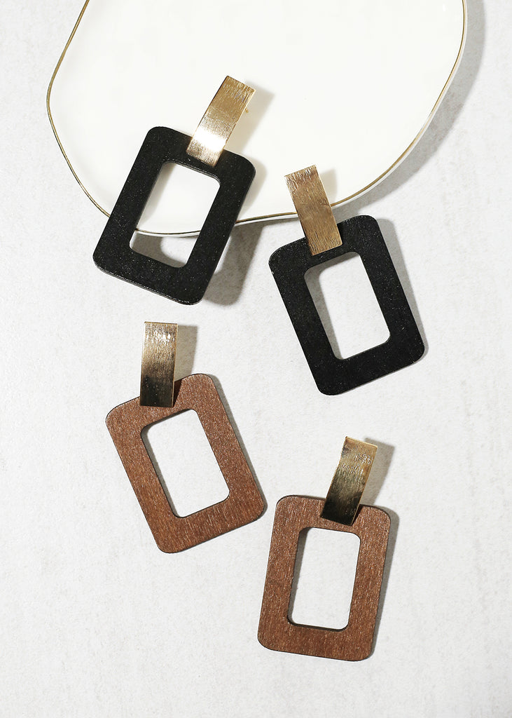 Chic Rectangular Wood Earrings  JEWELRY - Shop Miss A