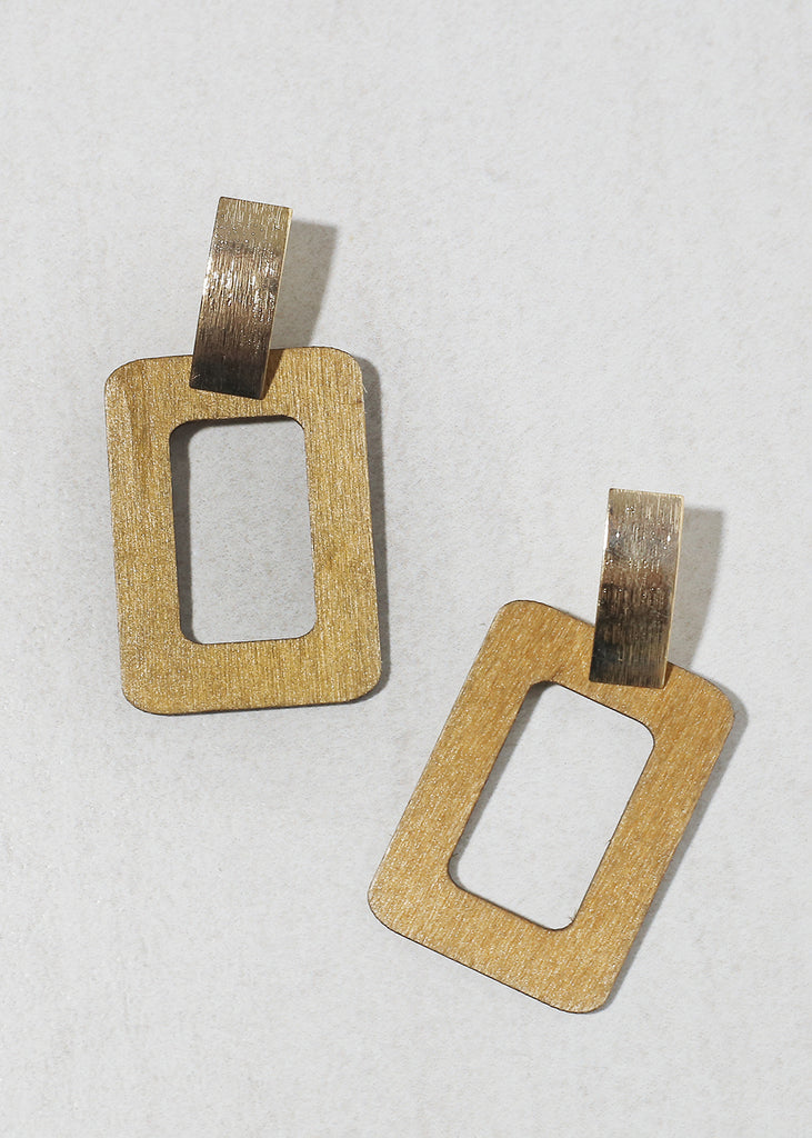 Chic Rectangular Wood Earrings L. Brown JEWELRY - Shop Miss A
