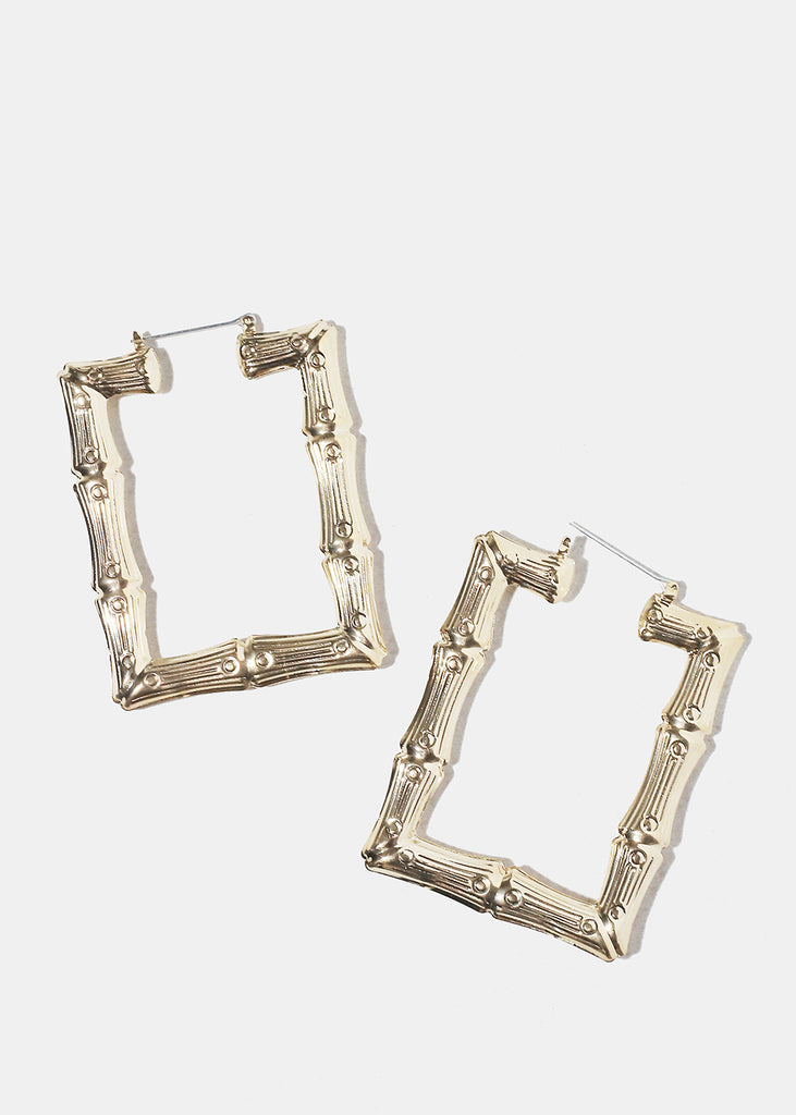 Rectangle Bamboo Earrings Gold JEWELRY - Shop Miss A