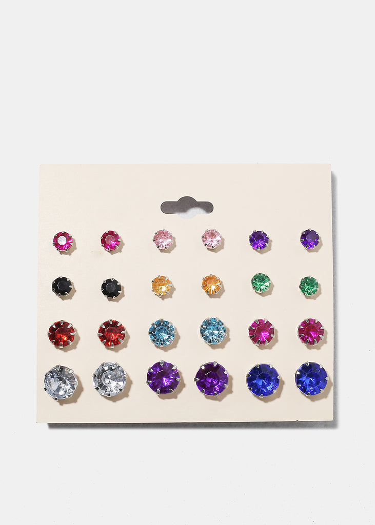 12 Pair Multi Color Stud Earrings  JEWELRY - Shop Miss A