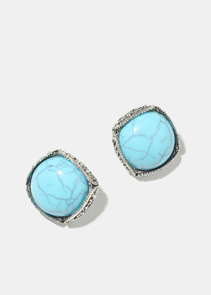 Marbled Square Earrings Teal JEWELRY - Shop Miss A