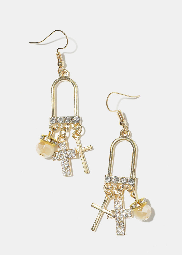 Dangle Cross Earrings Gold JEWELRY - Shop Miss A