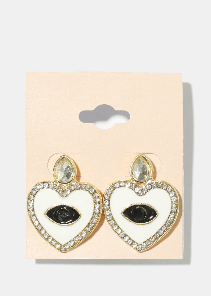 Heart Evil Eye Earrings G. White JEWELRY - Shop Miss A